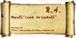 Manácsek Ariadné névjegykártya